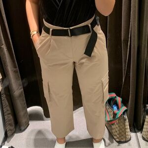 Zara Beige Cargo Pants with Black Belt